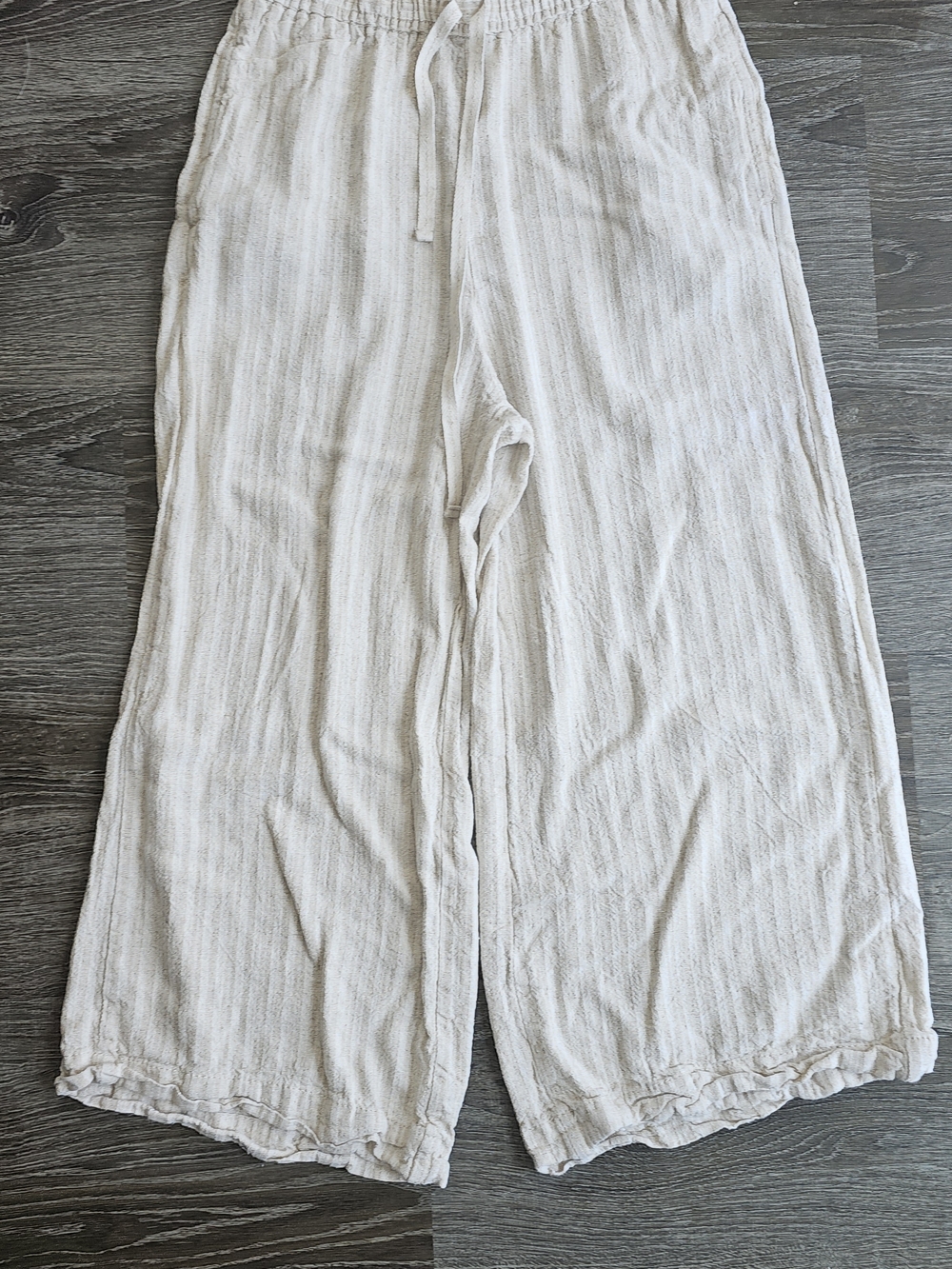 Max Studio Cream Wide-Leg Linen Blend Pants